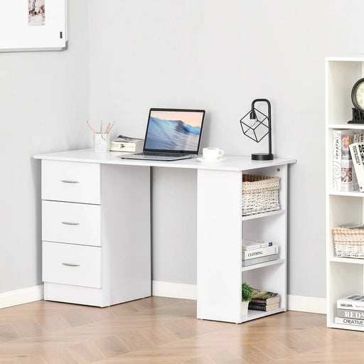 Aosom Desk Computer Office Desk With 3 Shelves and 3 Storage Drawers - Available in 3 Colours