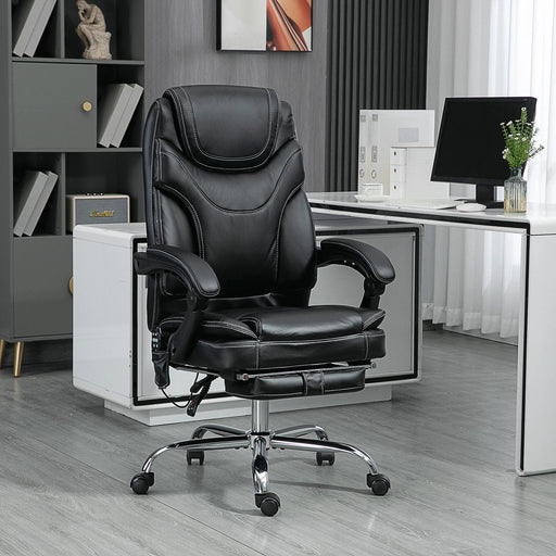 Aosom Office Chair Faux Leather Heated Massage Office Chair With 6 Point Vibration - Available in 2 Colours