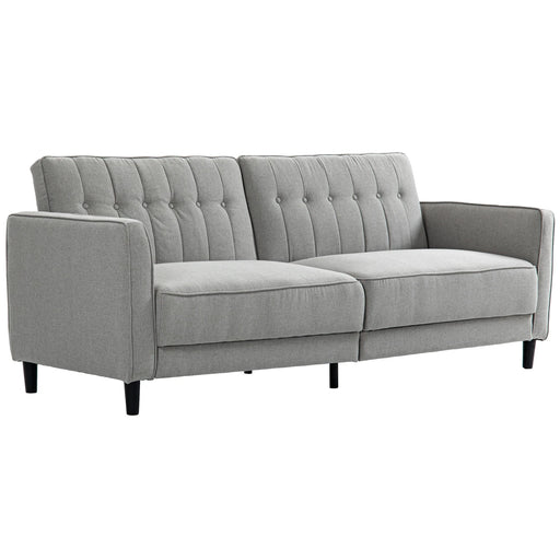 Aosom Sofa Grey Button Tufted Fabric Convertible Sofa Bed with Adjustable Back - Available in 3 Colours