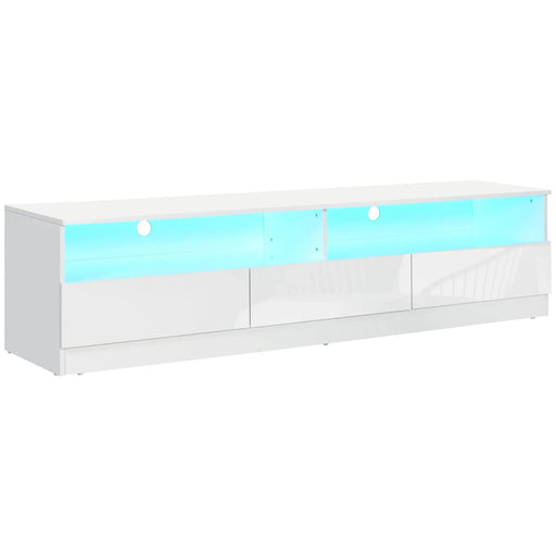 Aosom TV Stand High Gloss White Led Lighted TV Stand For Up To 75" TV with Storage Drawers - Available in 2 Colours