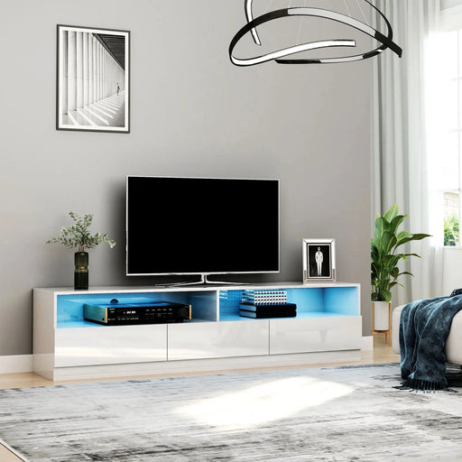 Aosom TV Stand Led Lighted TV Stand For Up To 75" TV with Storage Drawers - Available in 2 Colours