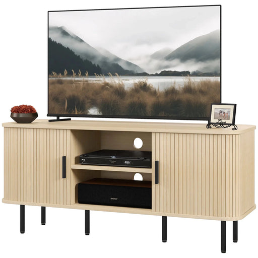 Aosom TV Stand TV Stand For Up To 55" TV with Storage Shelves and Cabinets in Oak Tone