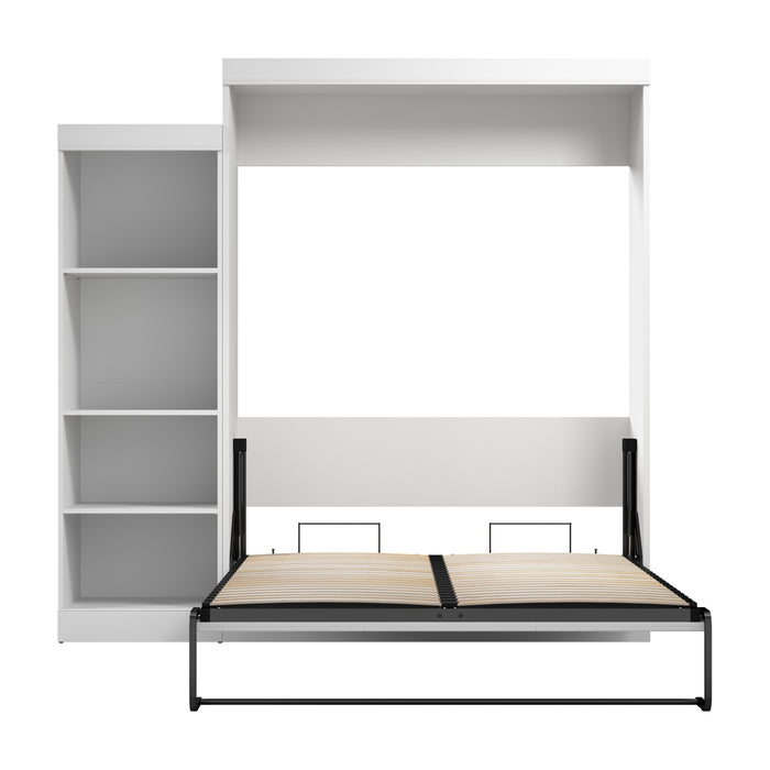 Modubox Edge 91W Queen Murphy Bed with Closet Organizer (90W) in White