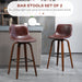 Aosom Homcom Bar Height Bar Stools Set of 2, Mid-Back Bar Chairs with Pu Leather Upholstery and Solid Wood Legs For Kitche in Brown