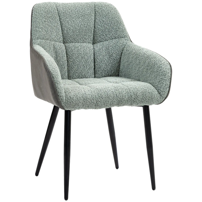 Aosom Homcom Accent Chair with Foot Pads, Living Room Chair with Chenille Fabric Front and Pu in Green, Grey, Black