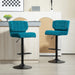 Aosom Homcom Swivel Pu Leather Barstools Set of 2 Adjustable Bar Stools with Footrest Back For Kitchen Counter Dining Room in Blue