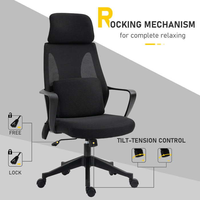 Aosom Vinsetto office Chair High Back, Ergonomic Mesh Computer Chair Executive Task Chair with Massage Lumbar Support & Headrest Rocking