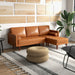 Aosom Homcom Faux Leather Sectional Sofa Couch L-Shaped Corner Sofa Set with Footstool and 2 Bolster Pillows in Brown