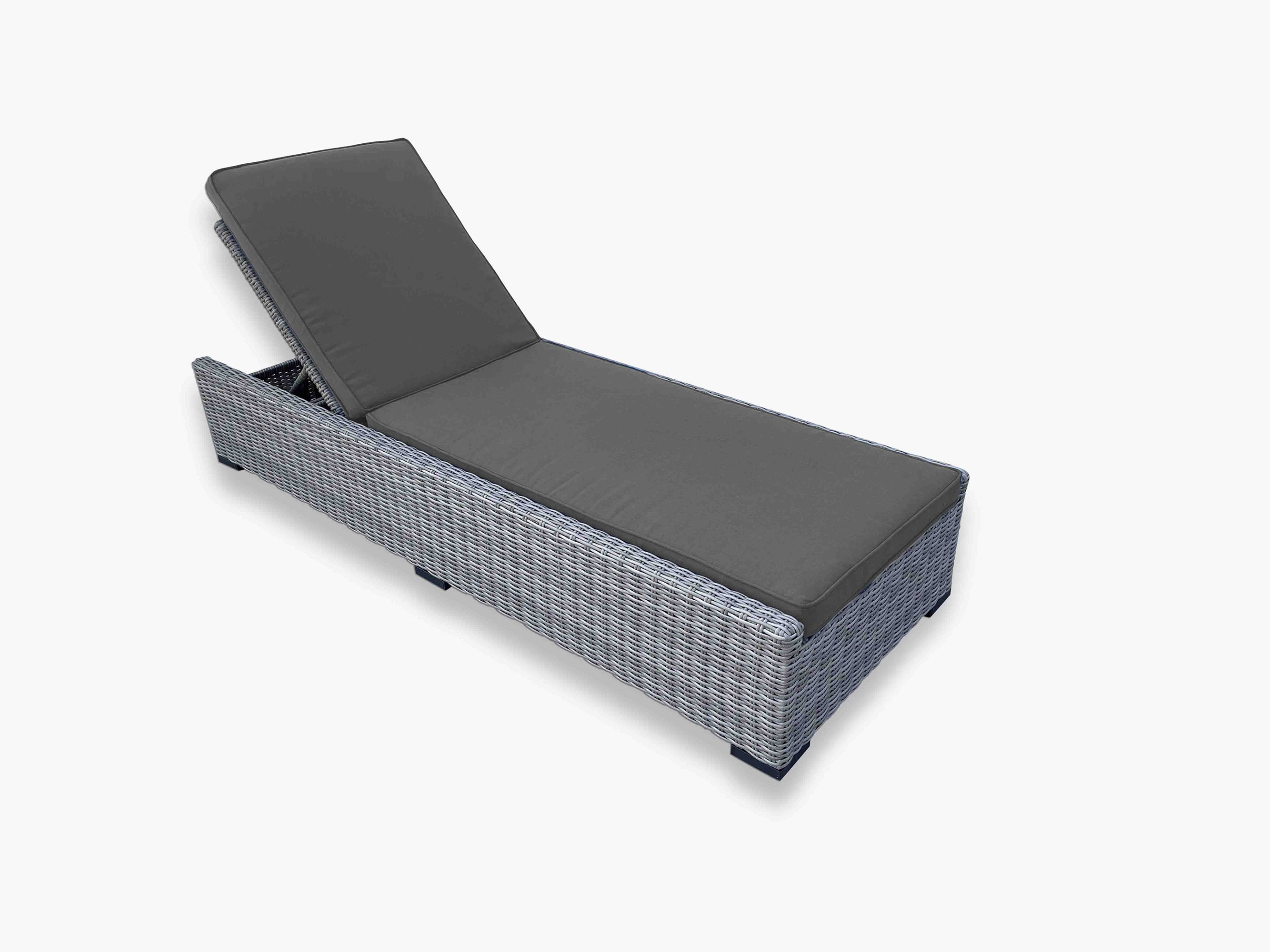 Cannes Outdoor Patio Wicker Chaise Sun Lounger in Grey with Sunbrella Cushions - Available in 2 Colours