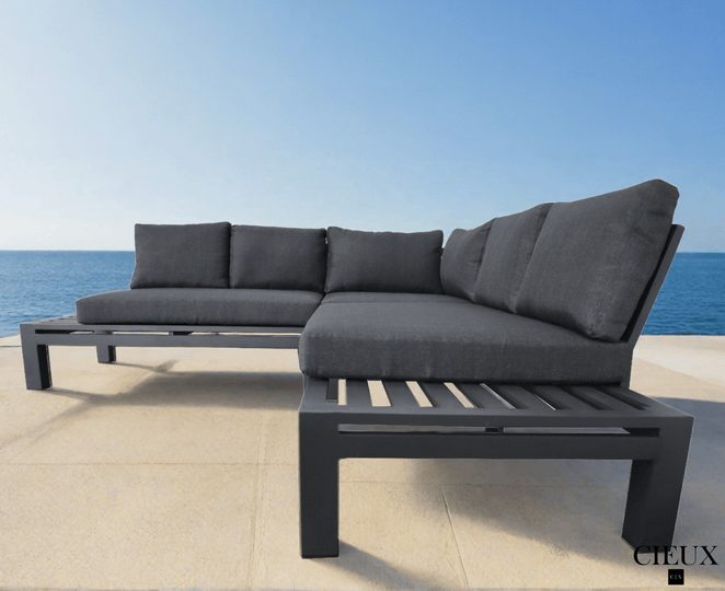 CIEUX Sectional Bordeaux Outdoor Patio Aluminum Metal Armless Corner Sectional in Grey