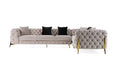 VIG Furnitur Divani Casa Clarice - Transitional Light Velvet Sectional Sofa in Beige