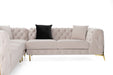 VIG Furnitur Divani Casa Clarice - Transitional Light Velvet Sectional Sofa in Beige