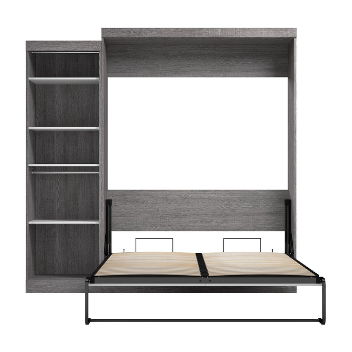 Modubox Nebula Queen Murphy Bed with Closet Organizer (90W) in Bark Grey & White