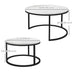 Aosom Homcom Modern Coffee Table Set of 2, Nesting Side Tables W/ Metal Base For Living Room Bedroom offic in White