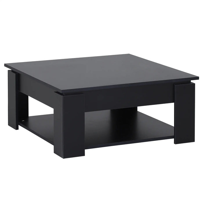 Aosom Homcom 2 Tier Simple Modern Coffee Table Bottom Shelf Living Room in Black