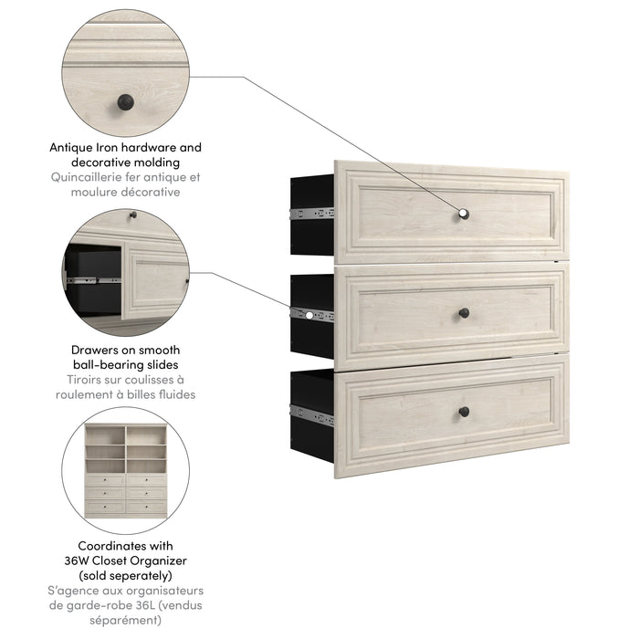 Modubox Versatile 3 Drawer Set For Versatile 36W Closet Organizer in Linen White Oak