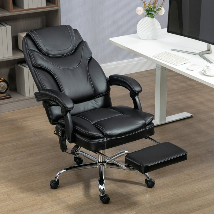 Aosom Vinsetto 6 Point Vibration Massage office Chair, Pu Leather Heated Reclining Computer Chair with Footrest in Black