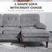 Aosom Homcom Modern Corner Couch with Right Chaise Lounge, Tufted 3-Seater Sofa with Wooden Legs For Living Room, Bedroom in Grey, Brown