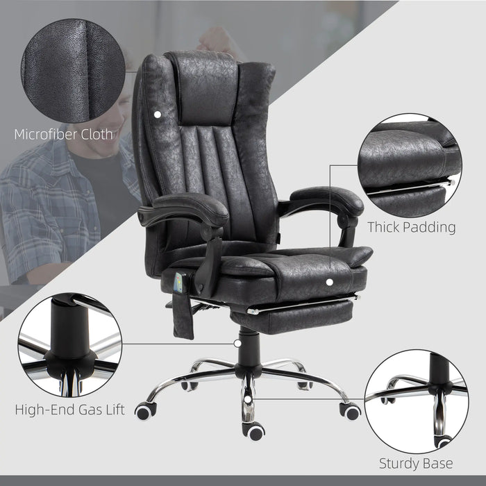 Aosom Vinsetto office Chair 6-Point Vibration Massage Chair Micro Fibre Recliner with Retractable Footrest in Black