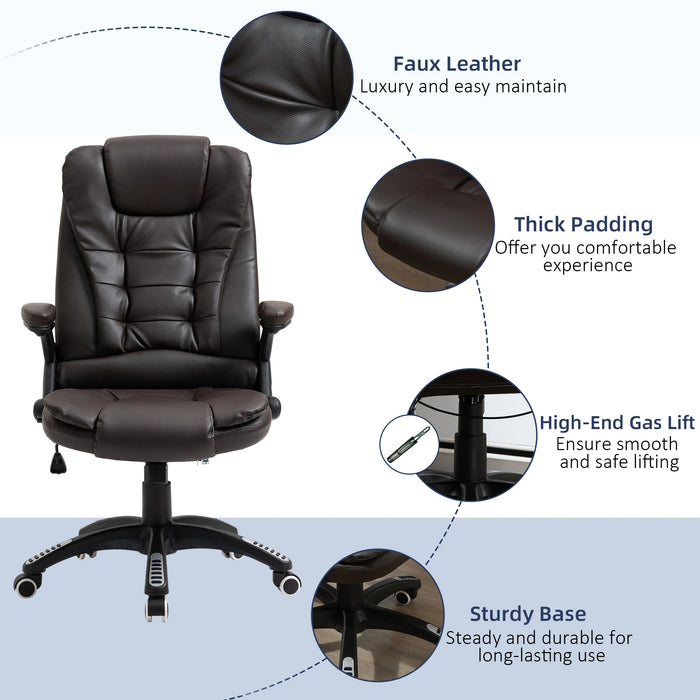 Aosom Vinsetto Executive office Chair High Back Pu Leather Computer Chair, with Swivel Wheels, Arm, Adjustable Height in Brown