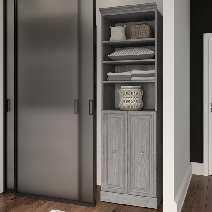 Modubox Versatile 25W Closet Organizer with Doors in Platinum Grey