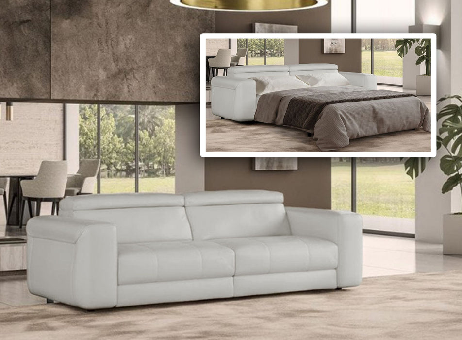 VIG Furnitur Lamod Italia Icon - Modern Italian Grey Leather Sofa Bed in Grey/Grey