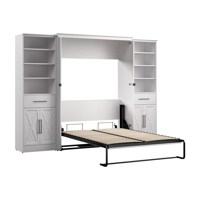 Modubox Key West 111W Full Murphy Bed and Closet Organizers with Doors and Drawers (113W) in Pure White Oak