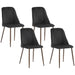 Aosom Homcom Upholstered Dining Chairs Set of 4, Velvet Accent Chair with Back and Wood-Grain Steel Leg For Kitchen in Black