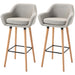 Aosom Homcom Modern Bar Stools Set of 2, 31.5" Barstools with Linen Fabric and Solid Wood Legs, Backrest and Footrest, Dining Room Kitchen Counter in Beige