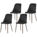 Aosom Homcom Upholstered Dining Chairs Set of 4, Velvet Accent Chair with Back and Wood-Grain Steel Leg For Kitchen in Black