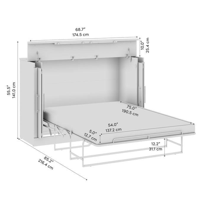 Modubox Nebula 69W Full Cabinet Bed with Matteress in White