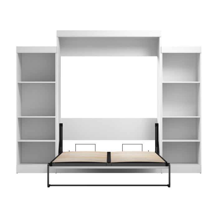 Modubox Edge 116W Queen Murphy Bed with Closet Organizers (115W) in White