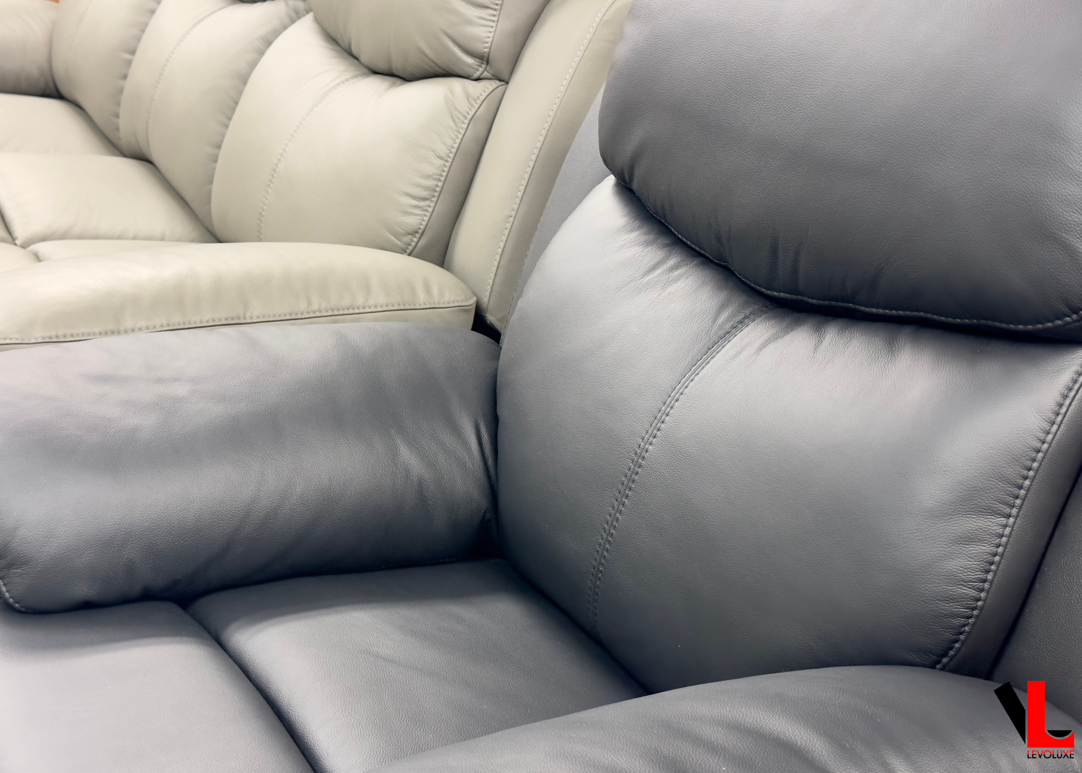 Aveon 2 Piece Pillow Top Arm Reclining Sofa and Loveseat Set in Leather Match - Available in 2 Colours