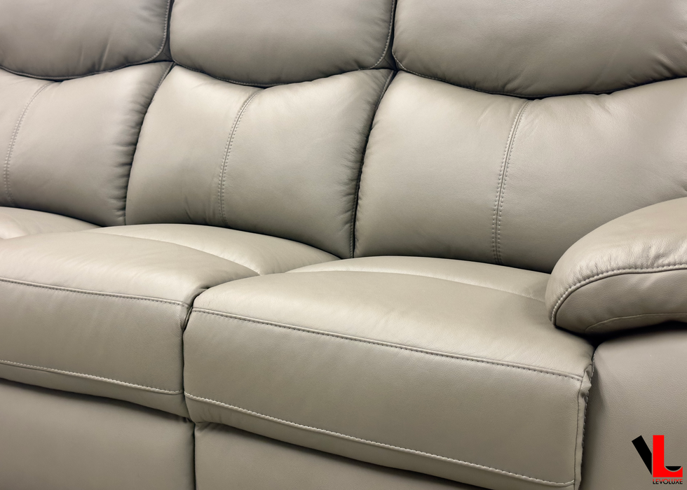 Aveon 2 Piece Pillow Top Arm Reclining Sofa and Loveseat Set in Leather Match - Available in 2 Colours