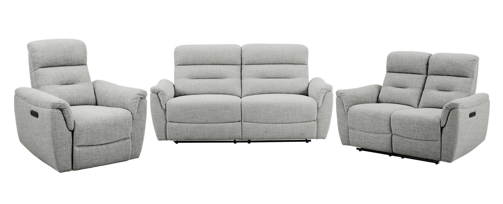 Cain 3 Piece Power Reclining Sofa, Loveseat and Chair Set in Weave Fabric - Available in 2 Colours