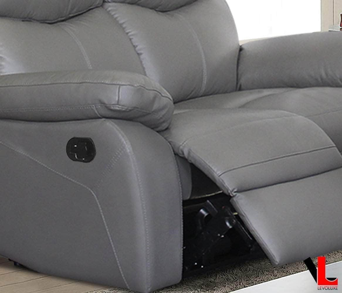 Levoluxe Sofa Set Aveon 3 Piece Pillow Top Arm Reclining Sofa, Loveseat and Chair Set in Leather Match - Available in 2 Colours