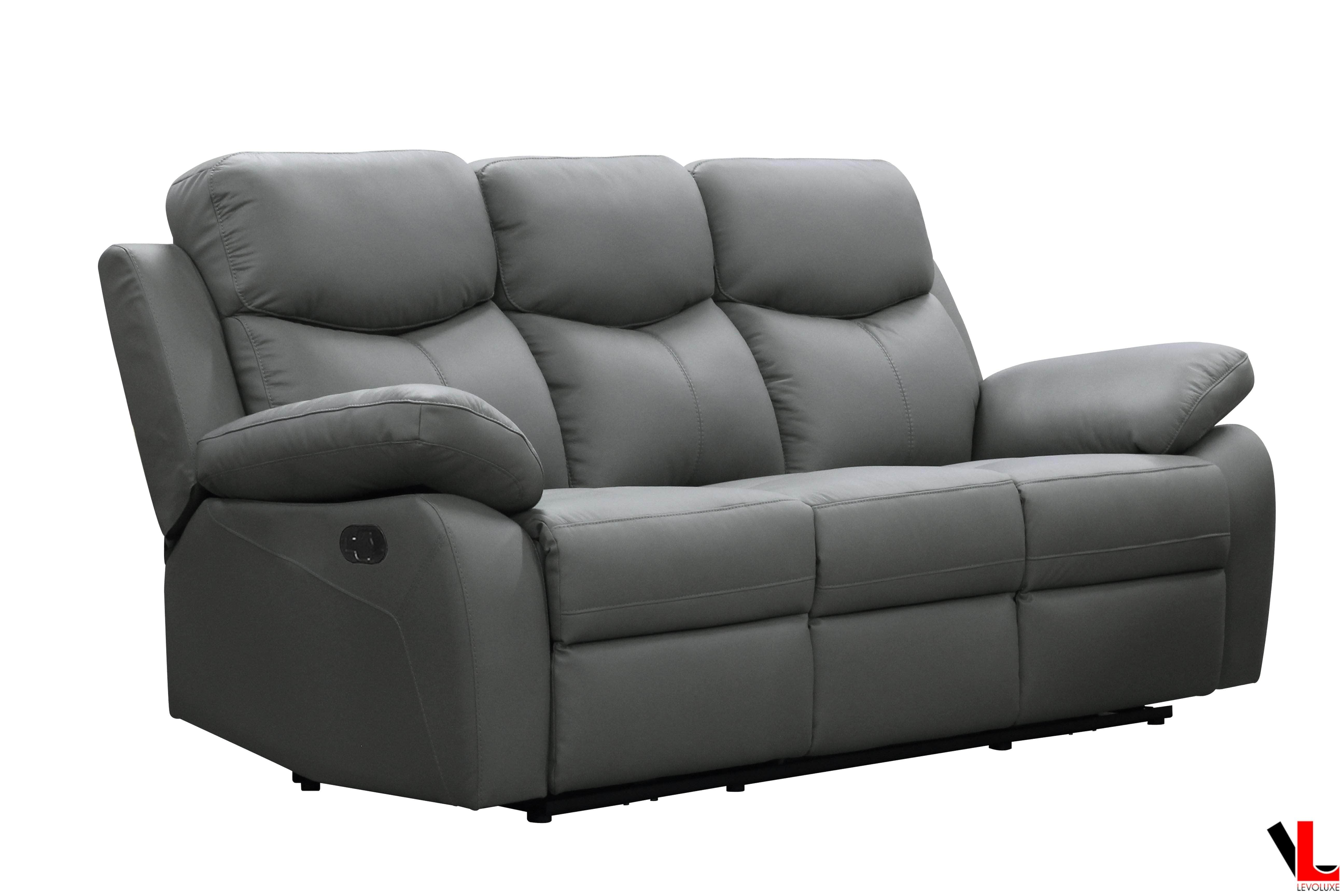 Levoluxe Sofa Set Aveon 3 Piece Pillow Top Arm Reclining Sofa, Loveseat and Chair Set in Leather Match - Available in 2 Colours