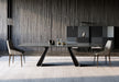 Modloft Wembley Dining Table in Graphite Glass and Walnut