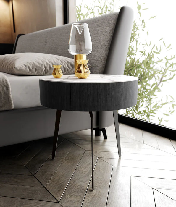 Warren Round Side Table with 1 Drawer - Available in 2 Colours