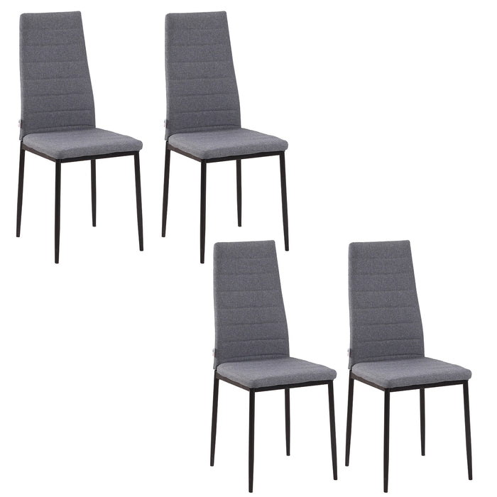 Aosom Homcom High Back Dining Chairs, Modern Upholstered Pu Leather Accent Chairs with Metal Legs For Kitchen, Set of 4 in Grey