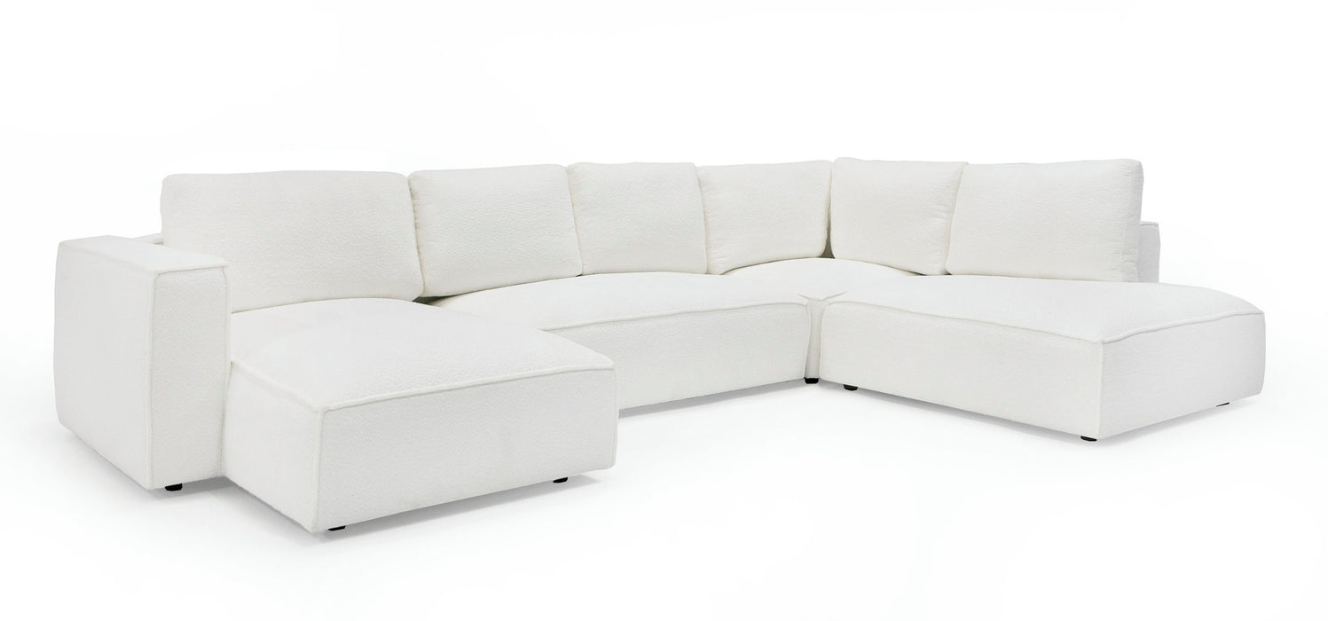 VIG Furnitur Divani Casa Lulu - Modern White Fabric Modular Sectional Sofa W/ Left Facing Chaise