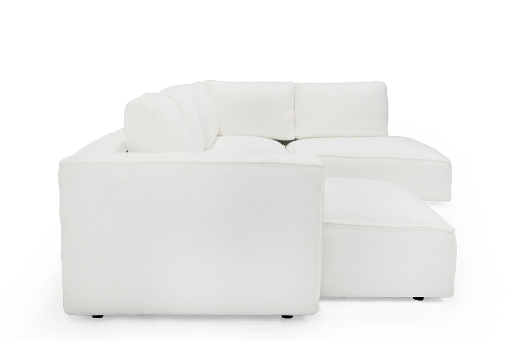 VIG Furnitur Divani Casa Lulu - Modern White Fabric Modular Sectional Sofa W/ Left Facing Chaise