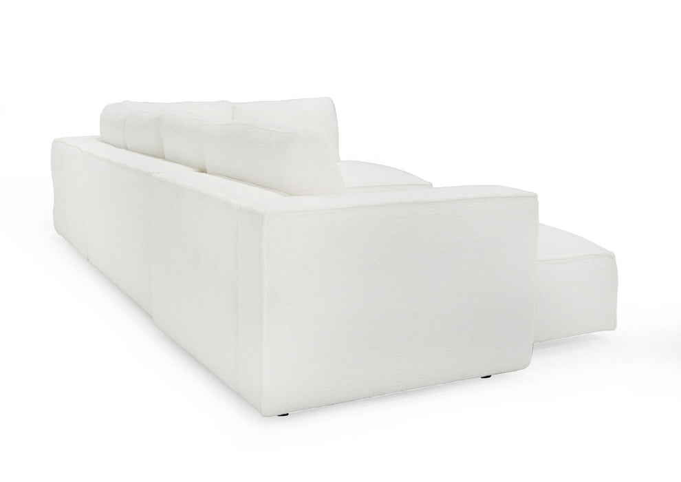 VIG Furnitur Divani Casa Lulu - Modern White Fabric Modular Sectional Sofa W/ Left Facing Chaise