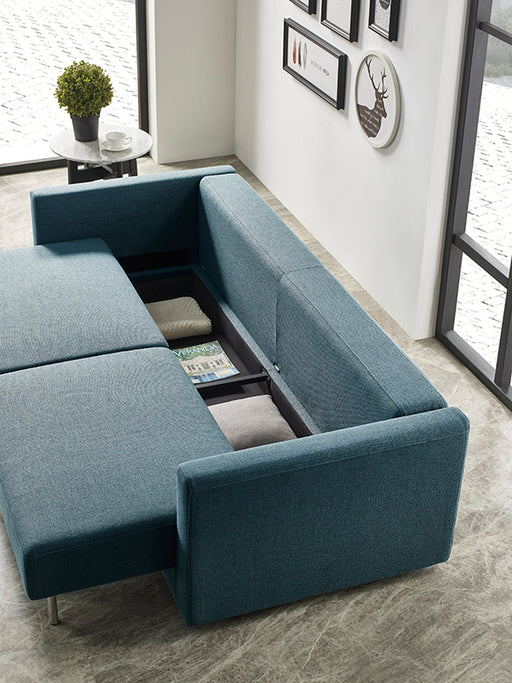 VIG Furnitur Divani Casa Fredonia Modern -Green Fabric Sofa Bed W/ Storag in Blue