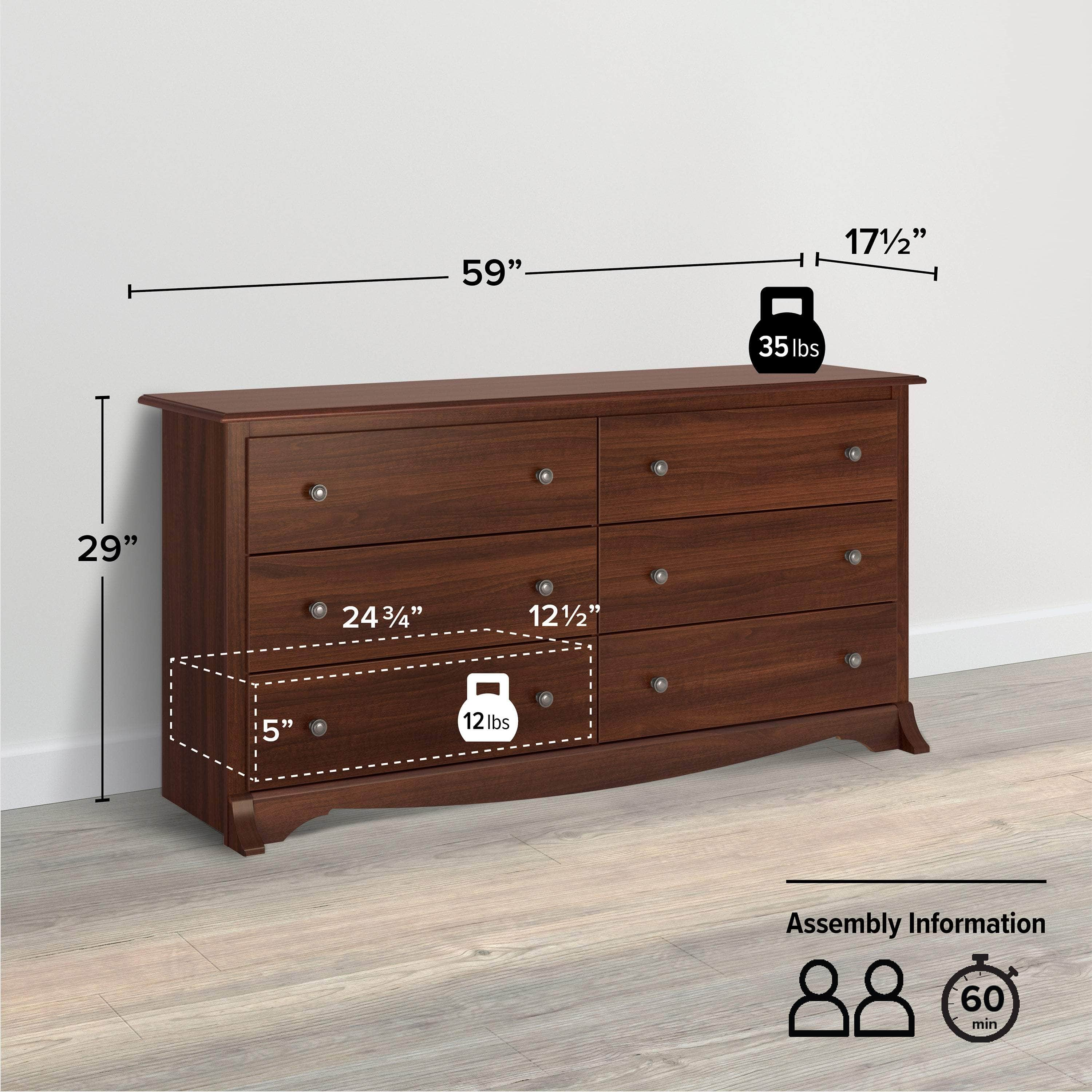 Modubox Dresser Sonoma 6-Drawer Dresser - Available in 4 Colours