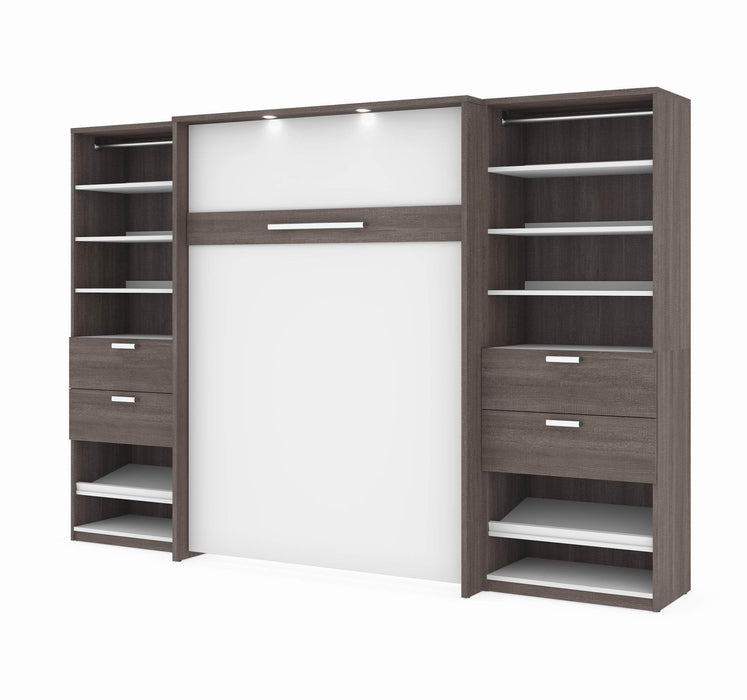 Cielo Full Murphy Wall Bed with 2 Closet Organizers with Drawers - Available in 2 Colours