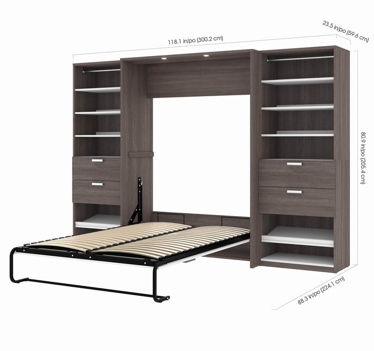 Cielo Full Murphy Wall Bed with 2 Closet Organizers with Drawers - Available in 2 Colours