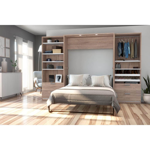 Modubox Murphy Wall Bed Cielo Full Murphy Wall Bed with 2 Closet Organizers with Drawers - Available in 2 Colours