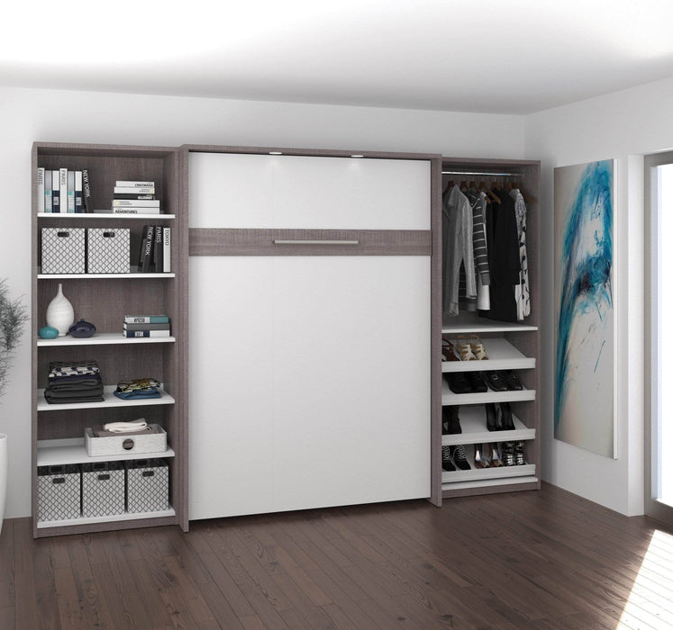 Cielo Full Murphy Wall Bed with 2 Closet Organizers - Available in 2 Colours