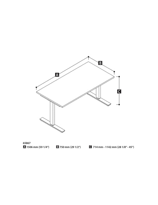 Modubox Standing Desk Universel Height Adjusting 30" x 60"  Standing Desk - Available in 6 Colours